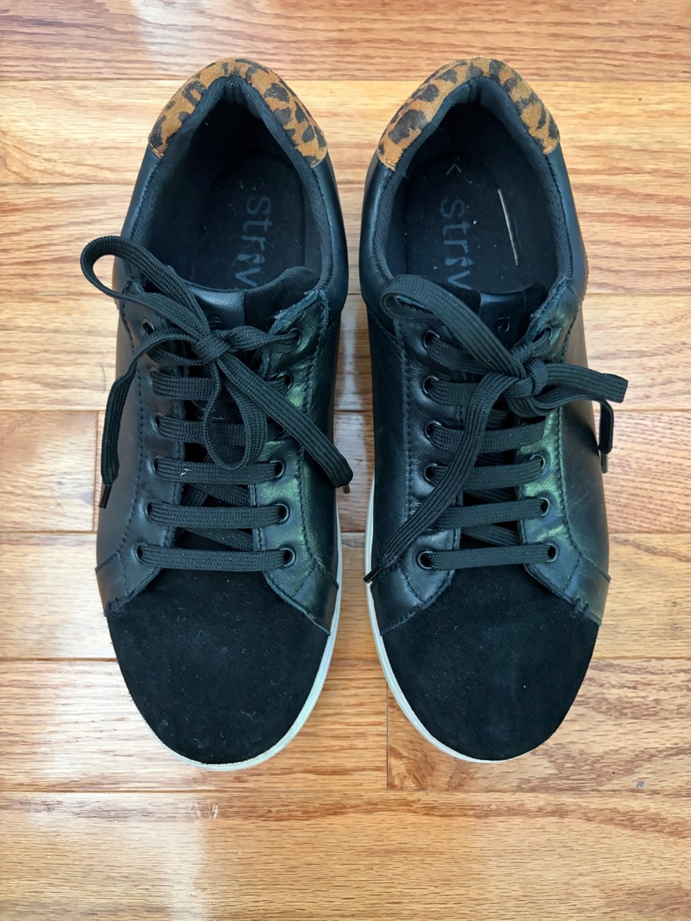 Women’s STRIVE Black Sneakers (9) with Leopard Accent